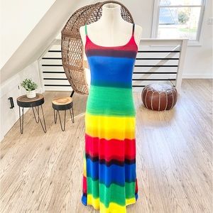 NWT S M colorful rainbow, bodycon, maxi stretchy dress